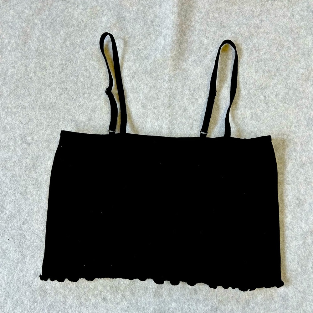 Black cropped spaghetti strap